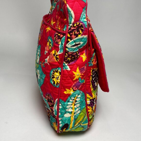Vera Bradley Signature Double Zip Mailbag Crossbod Red Rumba Quilted Floral Bag - Picture 6 of 10